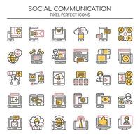 Set of Duotone Thin Line Social Communication Icons  vector