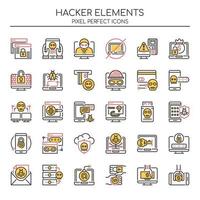 Set of Duotone Thin Line Hacker Elements  vector