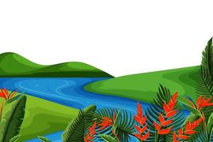 Lush green hill landscape with river  vector