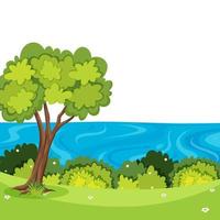 Un hermoso paisaje natural con árboles y agua. vector