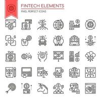 Set of Black and White Thin Line Fintech Elements  vector