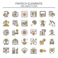 Set of Duotone Thin Line Duotone Fintech Elements  vector