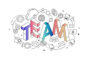 Isometric concept with thin line letters spelling the word Team vector