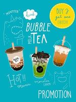 Hand Drawn Monster Themed Bubble tea Special Promotions Poster vector