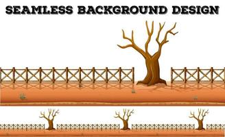 Seamless background with dried tree and fence vector