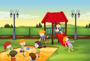 Children playing together in the playground vector