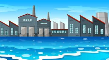 An urban factory scene on waterfront  vector