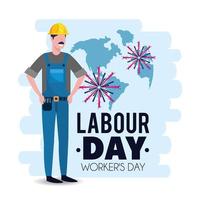 labour day image of mechanic with helmet vector