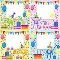 Set of Birthday cards  with funny monkeys vector