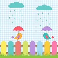 Background with birds under umbrellas