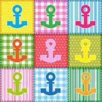 Set of Patchwork  with colorful anchors vector