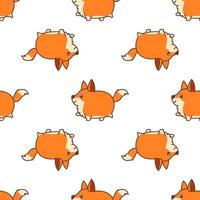 Fat fox walking cartoon seamless pattern vector