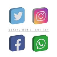 3-D Social Media Vector Icon Set