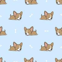 Cute chihuahua puppy sleeping with bone seamless pattern vector