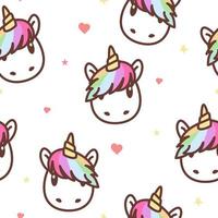 Lindo unicornio cara de dibujos animados de patrones sin fisuras vector