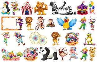Set of circus elements and objects  vector