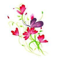 Beautiful WatercolorPink and Red Floral Arrangement vector