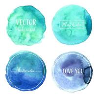 Mint Pastel Watercolor Circle Set  vector