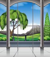 Room with window view of nature vector