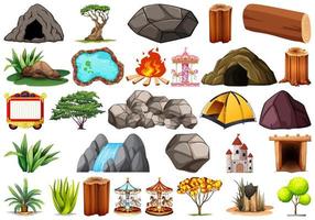 Set of different nature and amusement objects vector