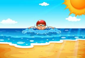 Man swimming in the ocean vector