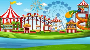 An amusement park scene vector