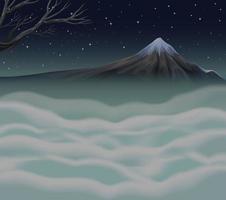 Nature scene with fog on the mountain peak vector