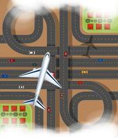 Aerial scene with airplane flying over the express way  vector