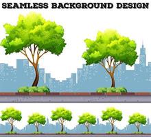 Árbol a lo largo de la acera con fondo de edificios de la ciudad vector