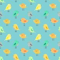 Cute birds with blue seamless pattern background vector