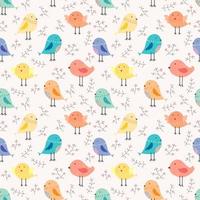 Cute bird and twigs seamless pattern background vector