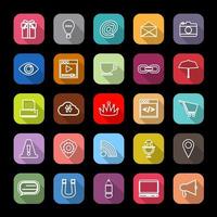Internet website line icons with long shadow vector