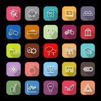 Economy line icons with long shadow vector