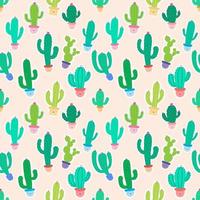 Cute Potted Cacti on Pink Seamless Pattern Background