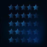 One to five stars rating system. Futuristic glowing low polygonal stars.