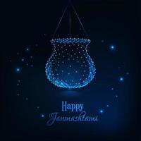 Happy Janmashtami, indian festival dahi handi celebration greeting card vector