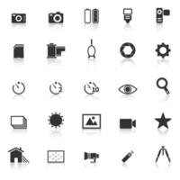 Camera icons with reflection vector