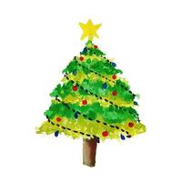 Hand Drawn Watercolor Christmas Tree vector