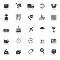 Logistics icons with reflection vector