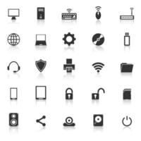 Computer icons with reflection vector