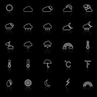 Iconos de línea meteorológica con reflejo vector