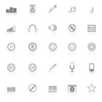 Music line icons with reflection vector