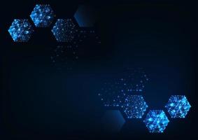Futuristic scientific hexagonal dark blue background