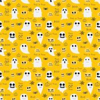 Ghosts and Goblins Halloween seamless pattern yellow background vector