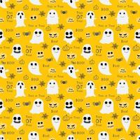 Ghosts and Goblins Halloween seamless pattern yellow background vector