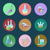 Chemical glassware set of icons vector