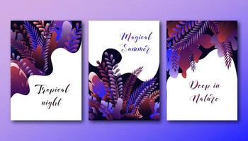 Set of posters template with bright gradient forest  vector