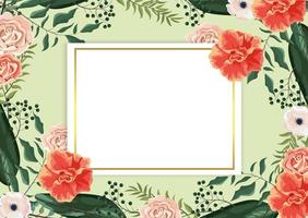 card with roses and exotic branches and leaves in background vector