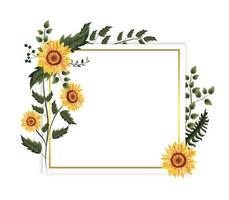 card with exotic sunflowers vector