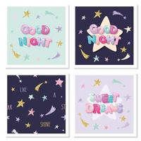 Set of Sweet Dreams Cute Lettering Elements  vector